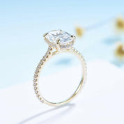 4.0 Ct Oval Cut Diamond Solid Gold Engagement Ring-Evani Naomi Jewelry