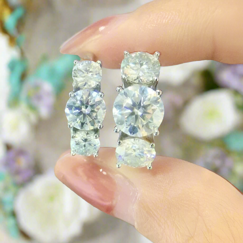 4.0 Ct Three Stone Diamond Engagement Ring-Evani Naomi Jewelry