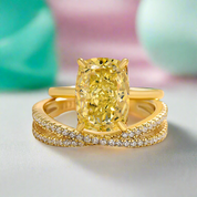 4.5 ct Cushion Cut Yellow Gold Wedding Set-Evani Naomi Jewelry