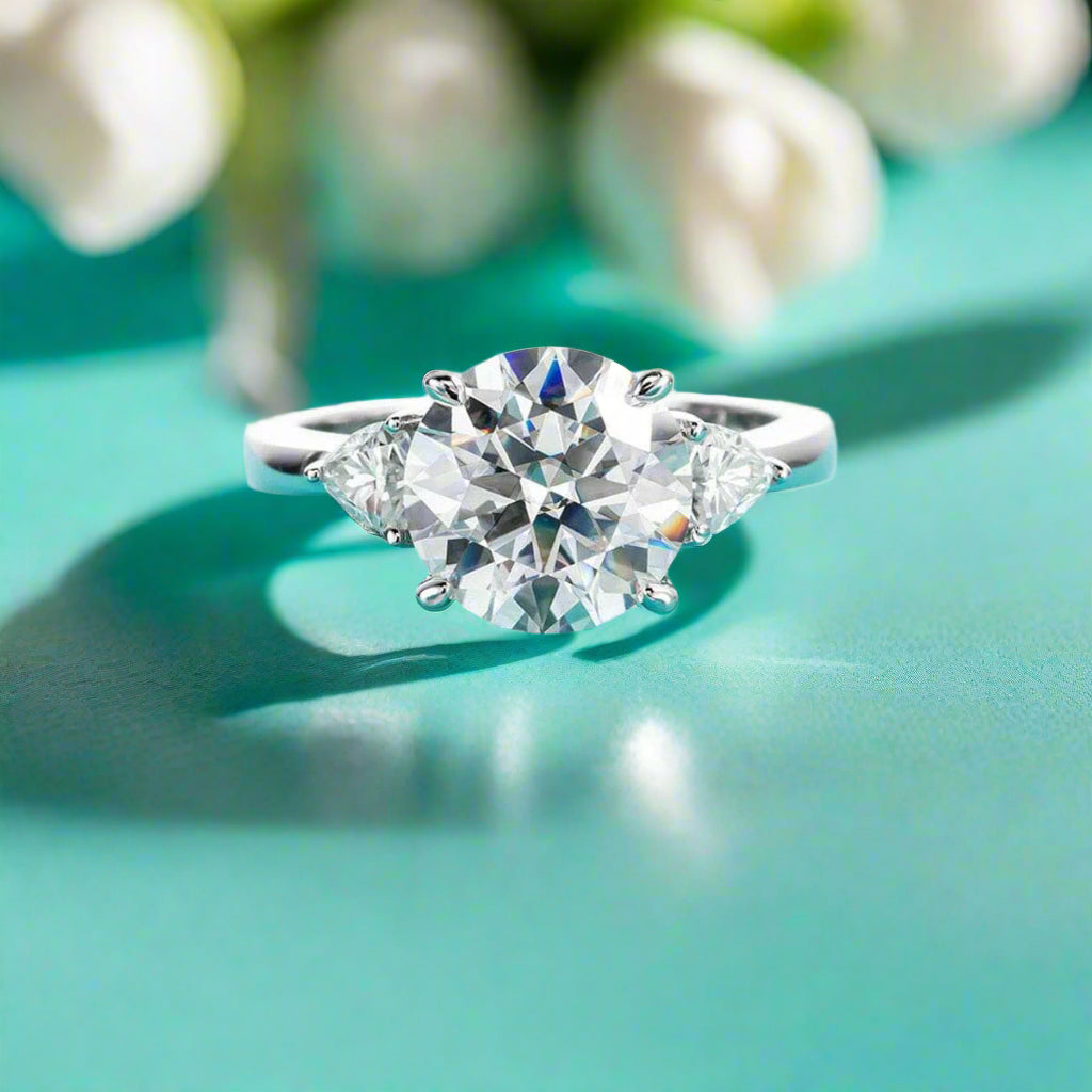 4.6 Ctw Three Stone Diamond Wedding Ring-Evani Naomi Jewelry