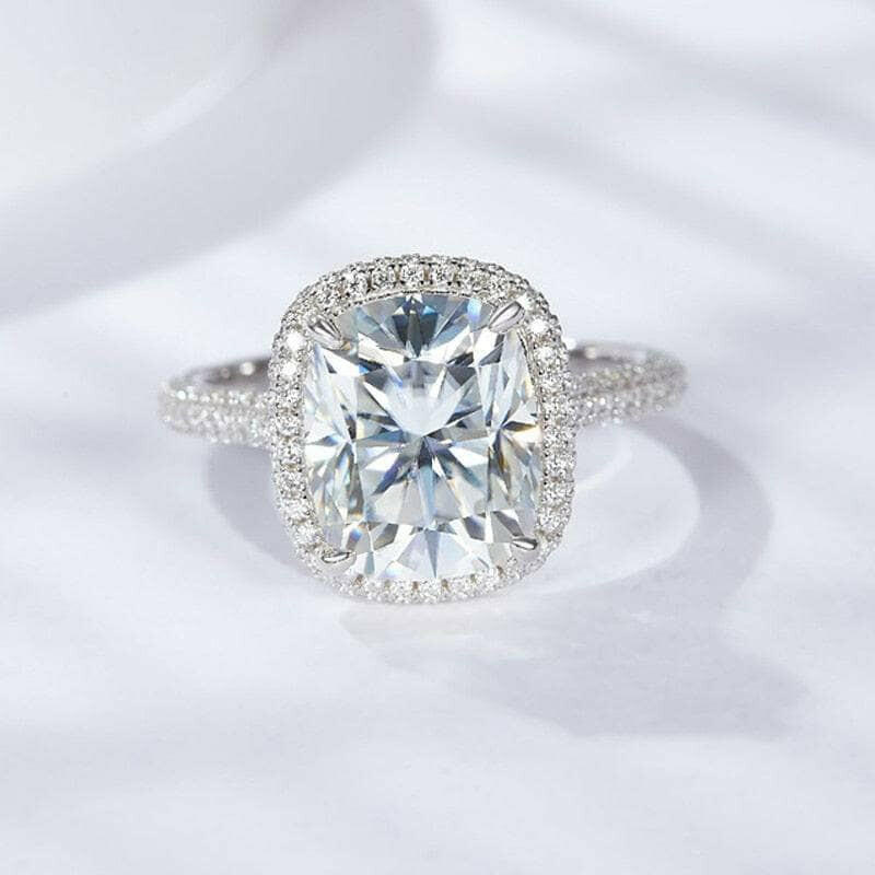 5.0 Ct Cushion Cut Diamond Halo Engagement Ring-Evani Naomi Jewelry