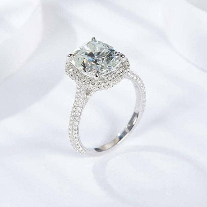 5.0 Ct Cushion Cut Diamond Halo Engagement Ring-Evani Naomi Jewelry