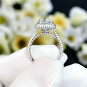 5.0 Ct Cushion Cut Diamond Halo Engagement Ring-Evani Naomi Jewelry