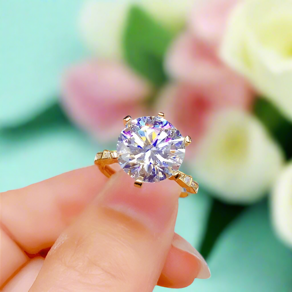 5.0 Ct Round Cut Diamond Engagement Ring-Evani Naomi Jewelry