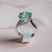 5.0 Ct Round Cut Green Diamond Wedding Ring-Evani Naomi Jewelry