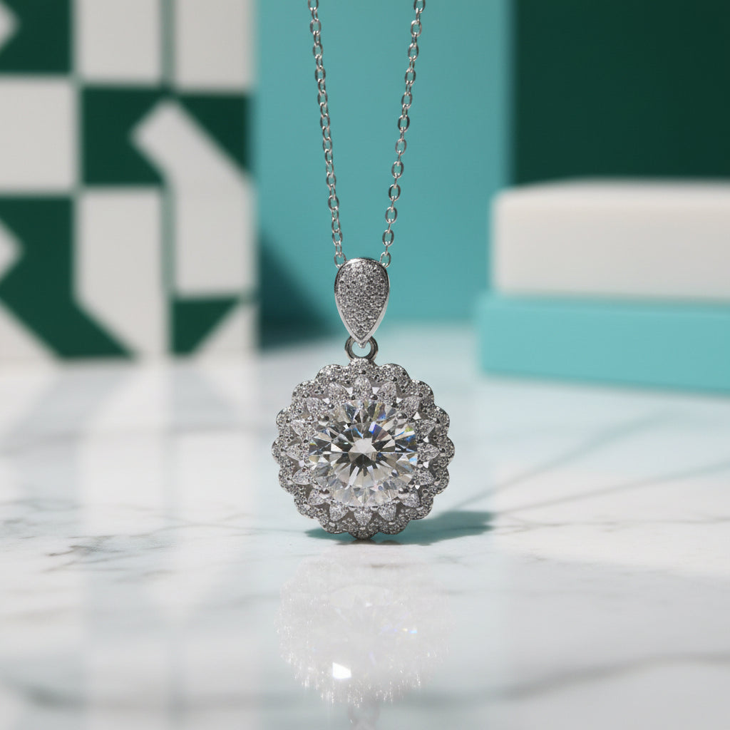 5.0 Ct Round Diamond Pendant Necklace-Evani Jewelry
