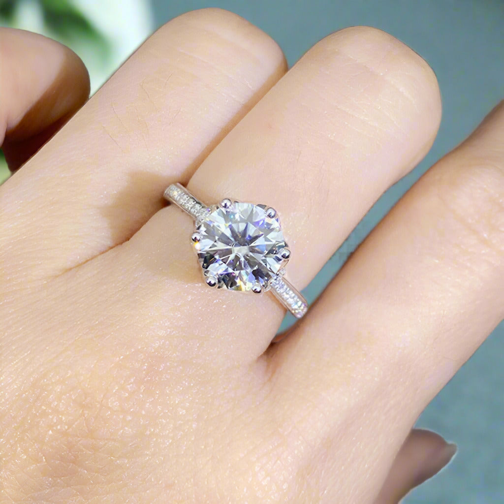 5.0 Ct Round Diamond Real Platinum Engagement Ring-Evani Naomi Jewelry