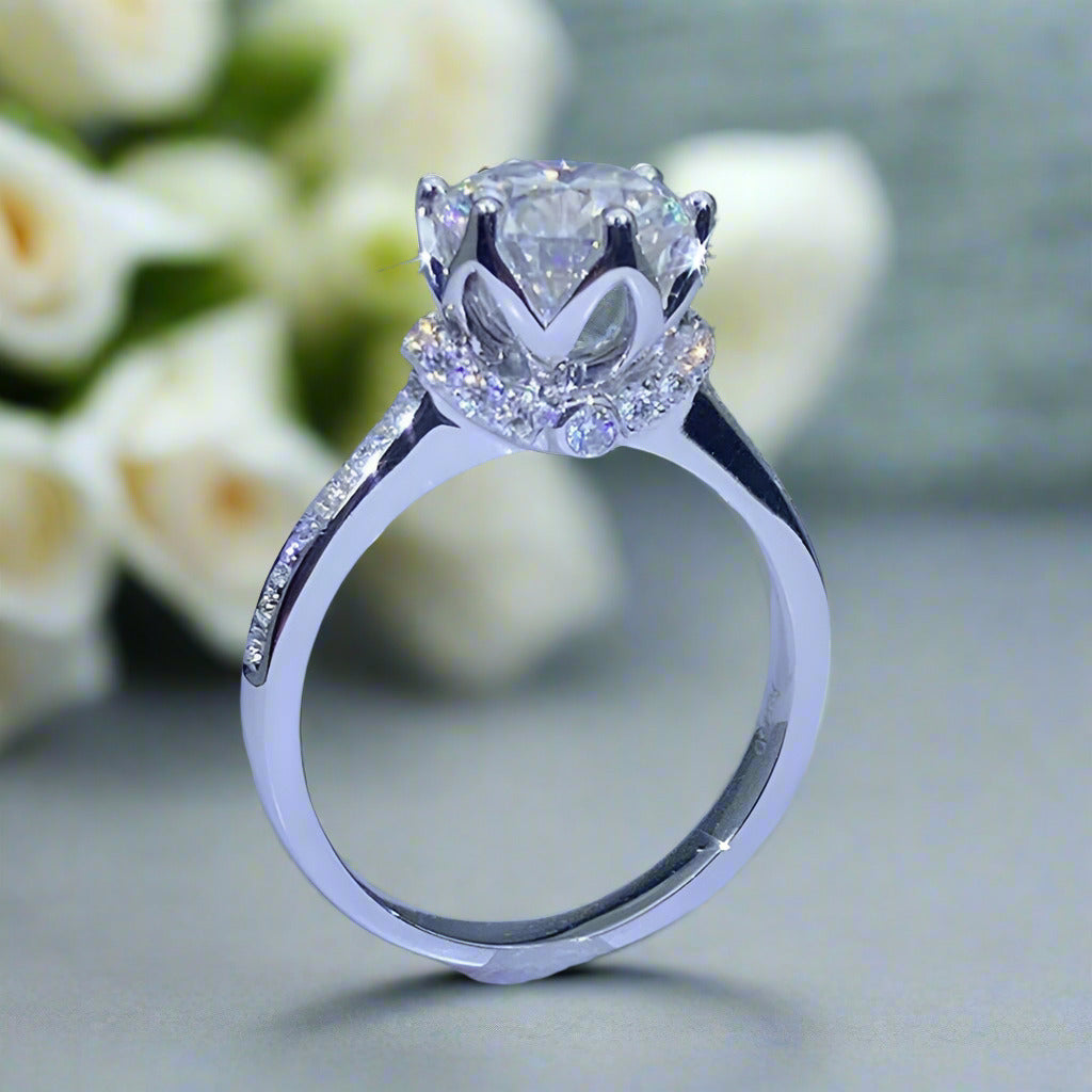 5.0 Ct Round Diamond Real Platinum Engagement Ring-Evani Naomi Jewelry