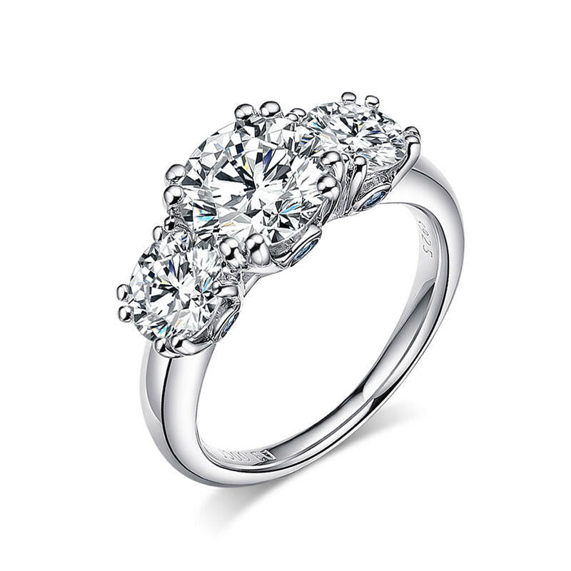 5.0 Ct Round Three Stone Diamond Engagement Ring-Evani Naomi Jewelry