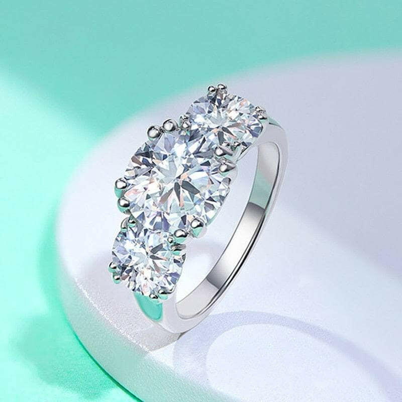 5.0 Ct Round Three Stone Diamond Engagement Ring-Evani Naomi Jewelry