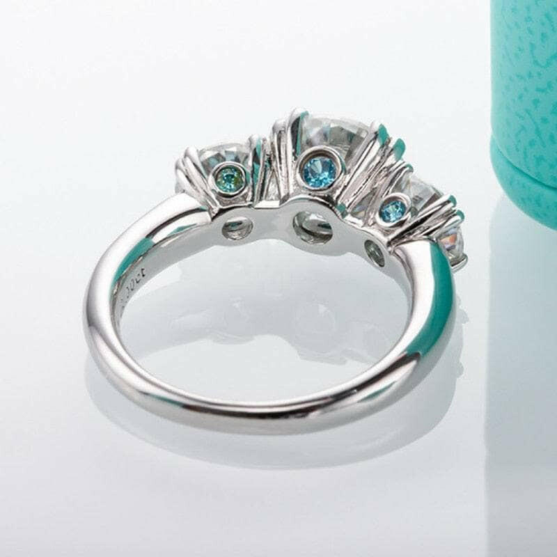 5.0 Ct Round Three Stone Diamond Engagement Ring-Evani Naomi Jewelry