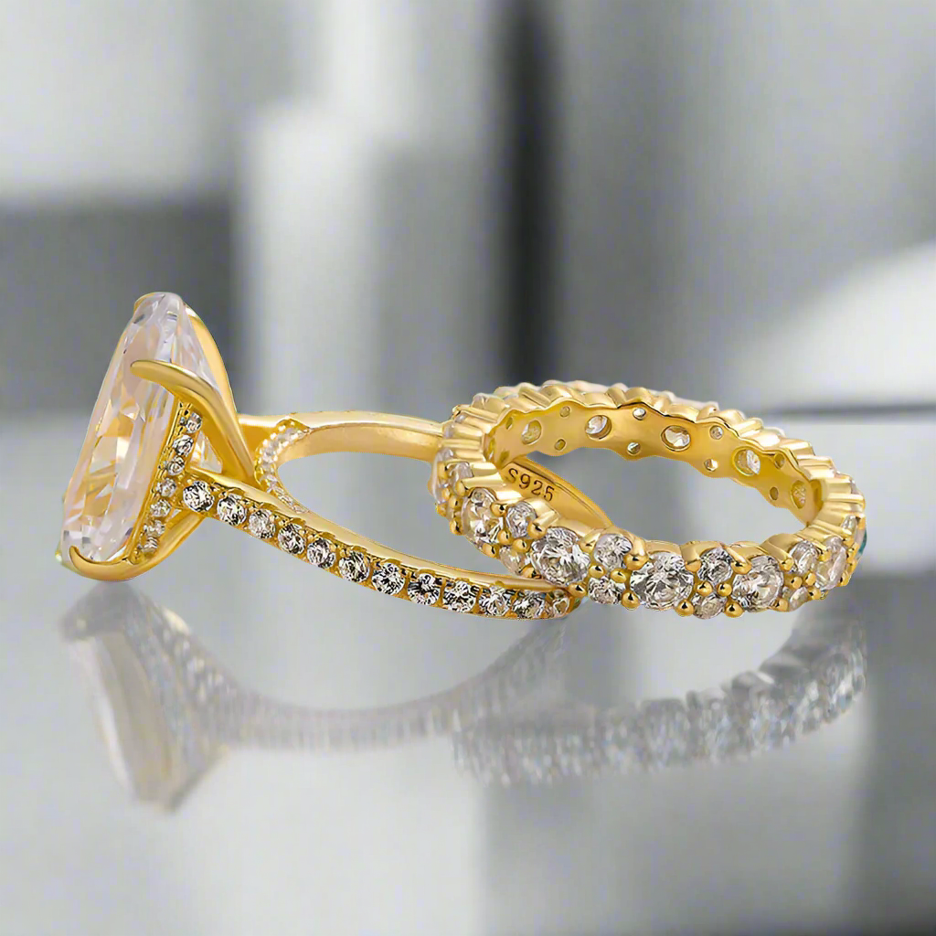 5.0 ct Oval-Cut Yellow Gold Wedding Set-Evani Naomi Jewelry
