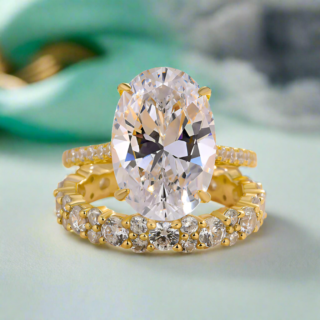 5.0 ct Oval-Cut Yellow Gold Wedding Set-Evani Naomi Jewelry