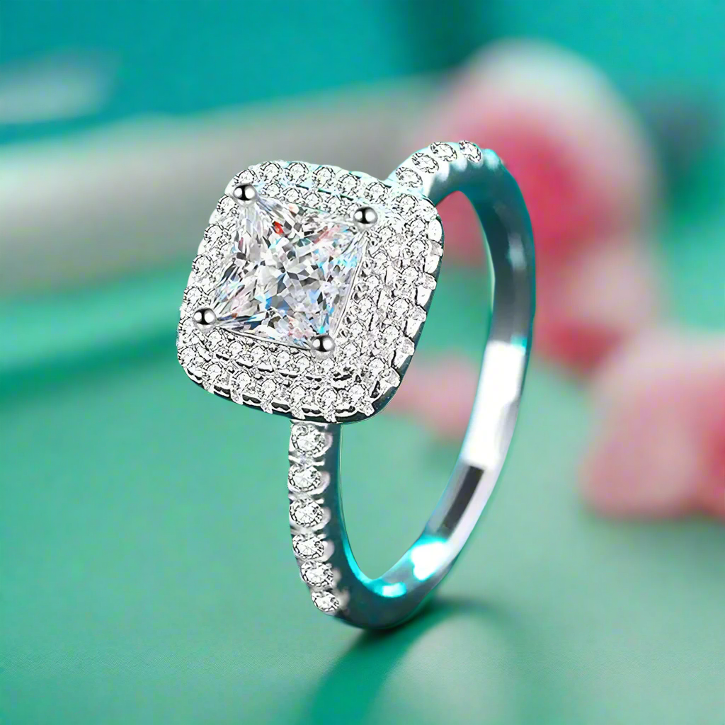 5.5mm 1ct Princess Cut Diamond Engagement Ring-Evani Naomi Jewelry