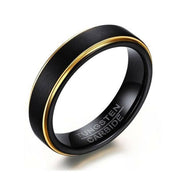 5mm Matte Black & Yellow Gold Men's Tungsten Wedding Band-Evani Naomi Jewelry