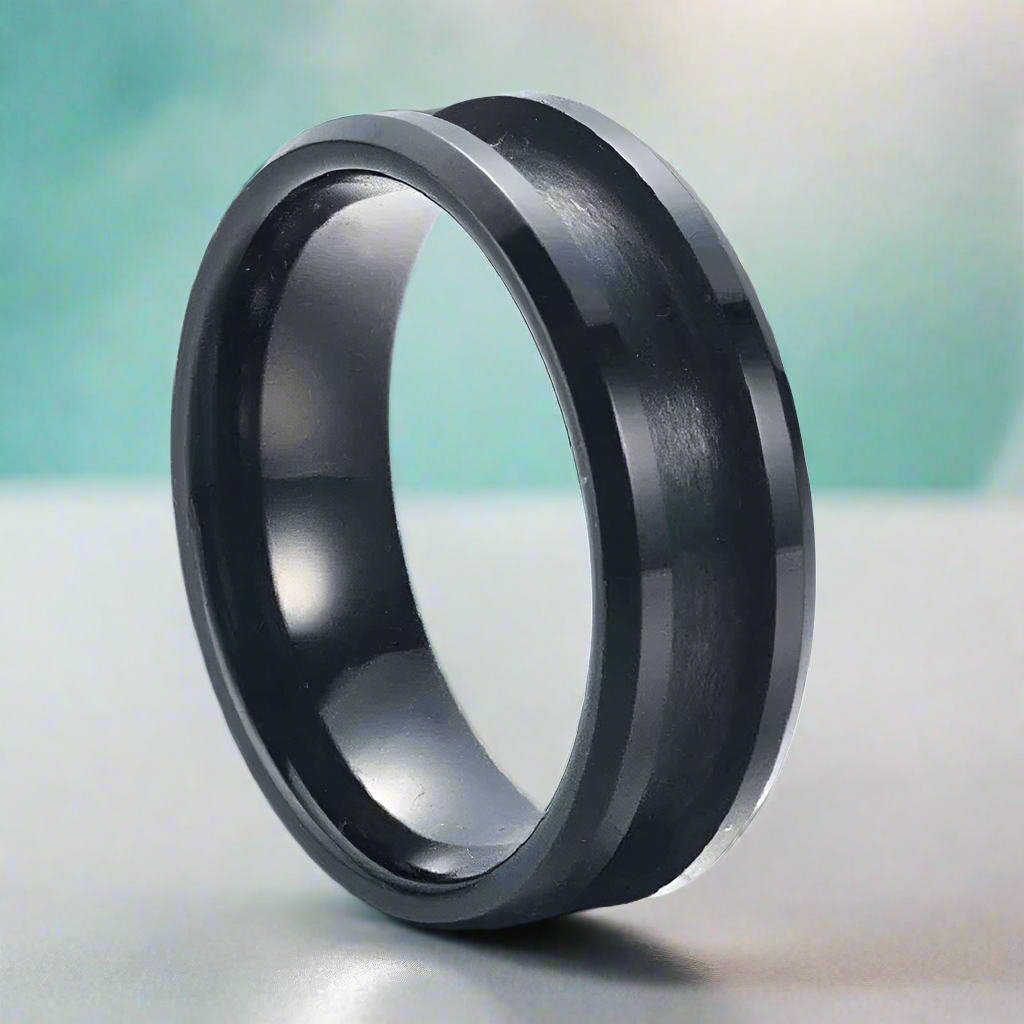 8mm Blank Center Tungsten Wedding Band-Evani Naomi Jewelry