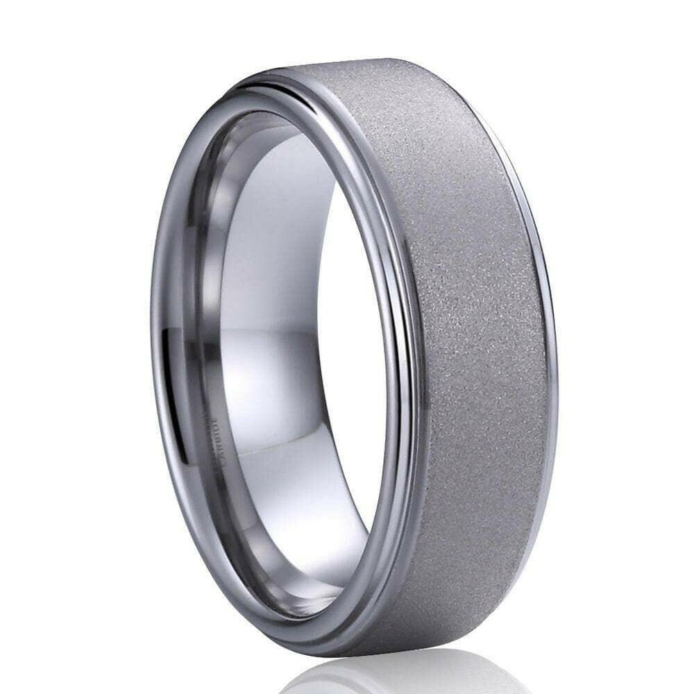 8mm Tungsten Wedding Band with Sandblasting Finish-Evani Naomi Jewelry