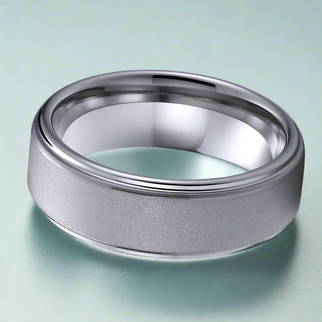 8mm Tungsten Wedding Band with Sandblasting Finish-Evani Naomi Jewelry