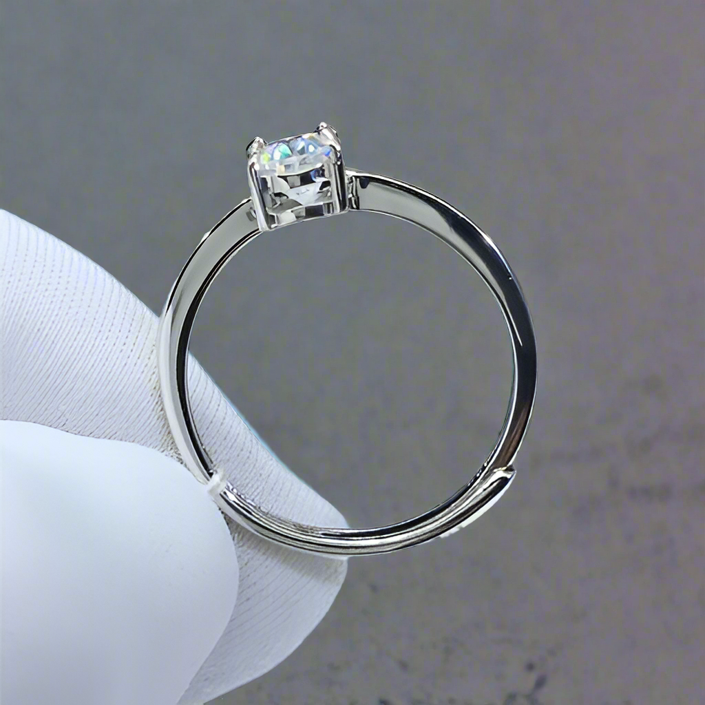 Adjustable White Gold Oval Cut Diamond Engagement Ring-Evani Naomi Jewelry