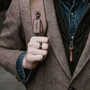 Asymmetric Gold Thread Two Tone Tungsten Wedding Band-Evani Naomi Jewelry