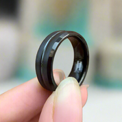 Beveled Black Tungsten Men's Wedding Band-Evani Naomi Jewelry