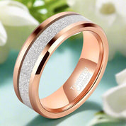 Beveled Edge Rose Gold Matte Tungsten Men's Wedding Band-Evani Naomi Jewelry