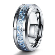 Beveled Edge Tungsten Men's Wedding Band with Gear Inlay-Evani Naomi Jewelry