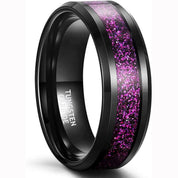 Beveled Edge Tungsten Unisex Wedding Band with Sandstone Inlay-Evani Naomi Jewelry