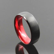 Black & Red Brushed Tungsten Men's Wedding Band-Evani Naomi Jewelry