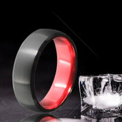 Black & Red Brushed Tungsten Men's Wedding Band-Evani Naomi Jewelry