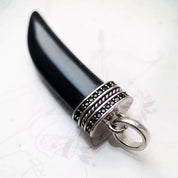 Black Stone and Tooth Gothic Pendant-Evani Naomi Jewelry