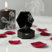 Be Mine Forever Gothic Wedding Rings in 14k Gold Radiant Coffin Cut Diamond - Evani Naomi Jewelry