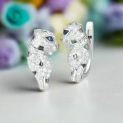 Blue Diamond Leopard Earrings-Evani Naomi Jewelry