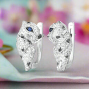 Blue Diamond Leopard Earrings-Evani Naomi Jewelry