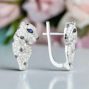 Blue Diamond Leopard Earrings-Evani Naomi Jewelry