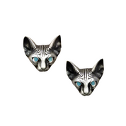 Blue Eyes Sphynx Cat Punk Stud Earrings-Evani Naomi Jewelry