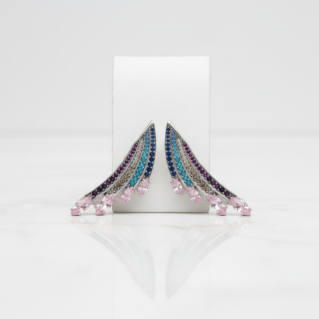 Bohemian Multi-colored Stones Wing Earrings - Evani Naomi Jewelry