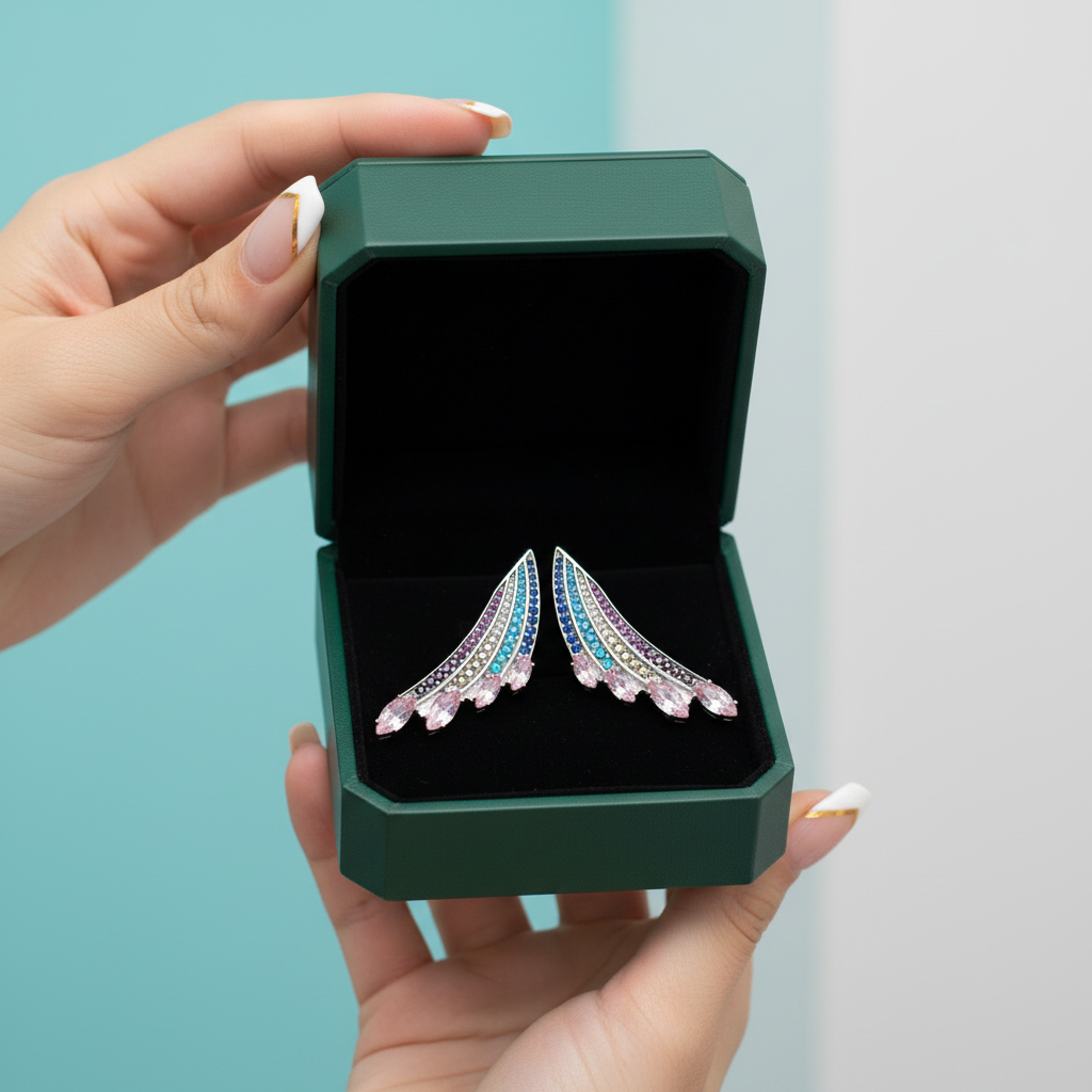 Bohemian Multi-colored Stones Wing Earrings - Evani Naomi Jewelry