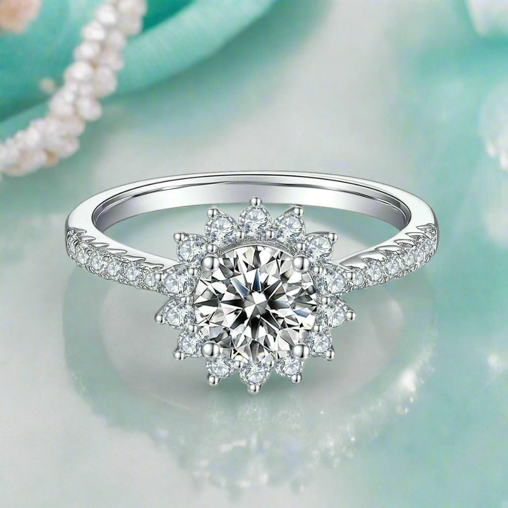 Brilliant 3.00 ct Diamond Sunflower Shaped Engagement Ring-Evani Naomi Jewelry