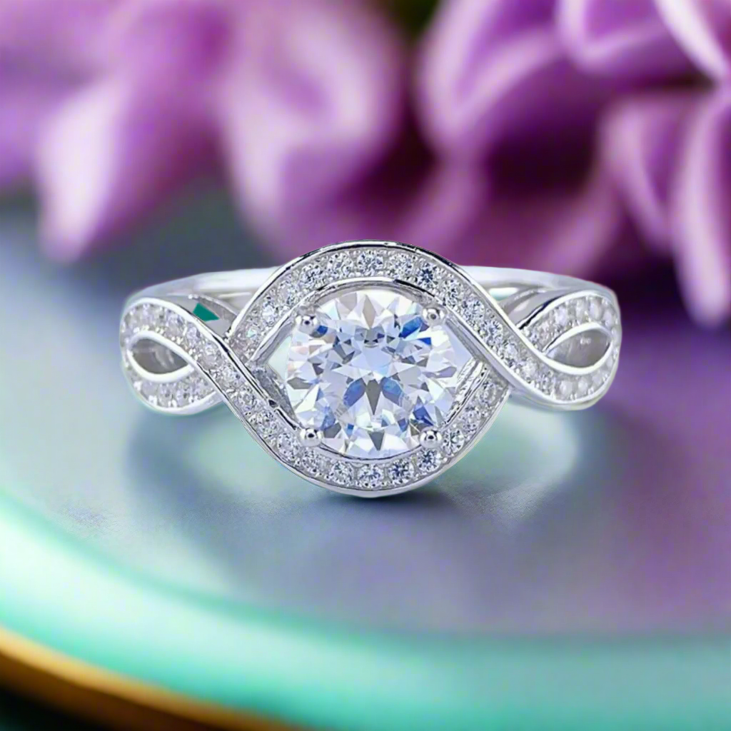 Brilliant Round-cut 1.00 ct Diamond Infinity Engagement Ring-Evani Naomi Jewelry