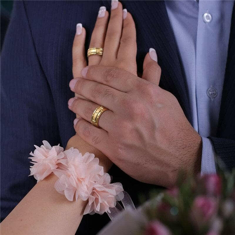 Brushed Tungsten Men's Wedding Band with Brick Pattern-Evani Naomi Jewelry