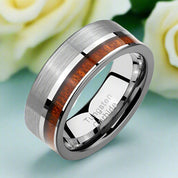 Brushed Tungsten Wedding Band with Wood-Evani Naomi Jewelry