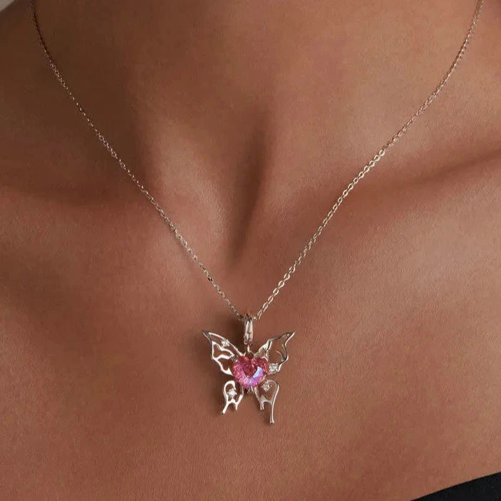Butterfly and Heart Pink Diamond Charm Series-Evani Naomi Jewelry