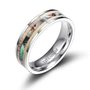 Camouflage Titanium Wedding Band with Antler & Granite Inlay-Evani Naomi Jewelry