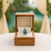 Luminous Bond- Pear Cut Moss Agate & Champagne Moissanite Gemstone Ring - Evani Naomi Jewelry