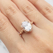 Classic 18K Rose Gold Oval Diamond Halo Engagement Ring-Evani Naomi Jewelry