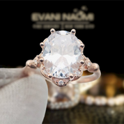 Classic 18K Rose Gold Oval Diamond Halo Engagement Ring-Evani Naomi Jewelry
