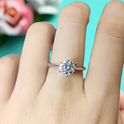 Classic 18K White Gold 1.0 Ct Round Cut Diamond Engagement Ring-Evani Naomi Jewelry