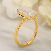 Classic 18k Yellow Gold 4.0 Ct Emerald Cut Diamond Engagement Ring-Evani Naomi Jewelry