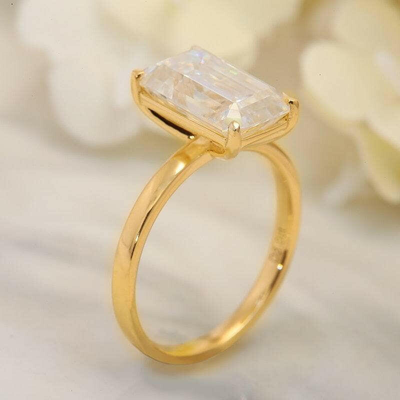 Classic 18k Yellow Gold 4.0 Ct Emerald Cut Diamond Engagement Ring-Evani Naomi Jewelry